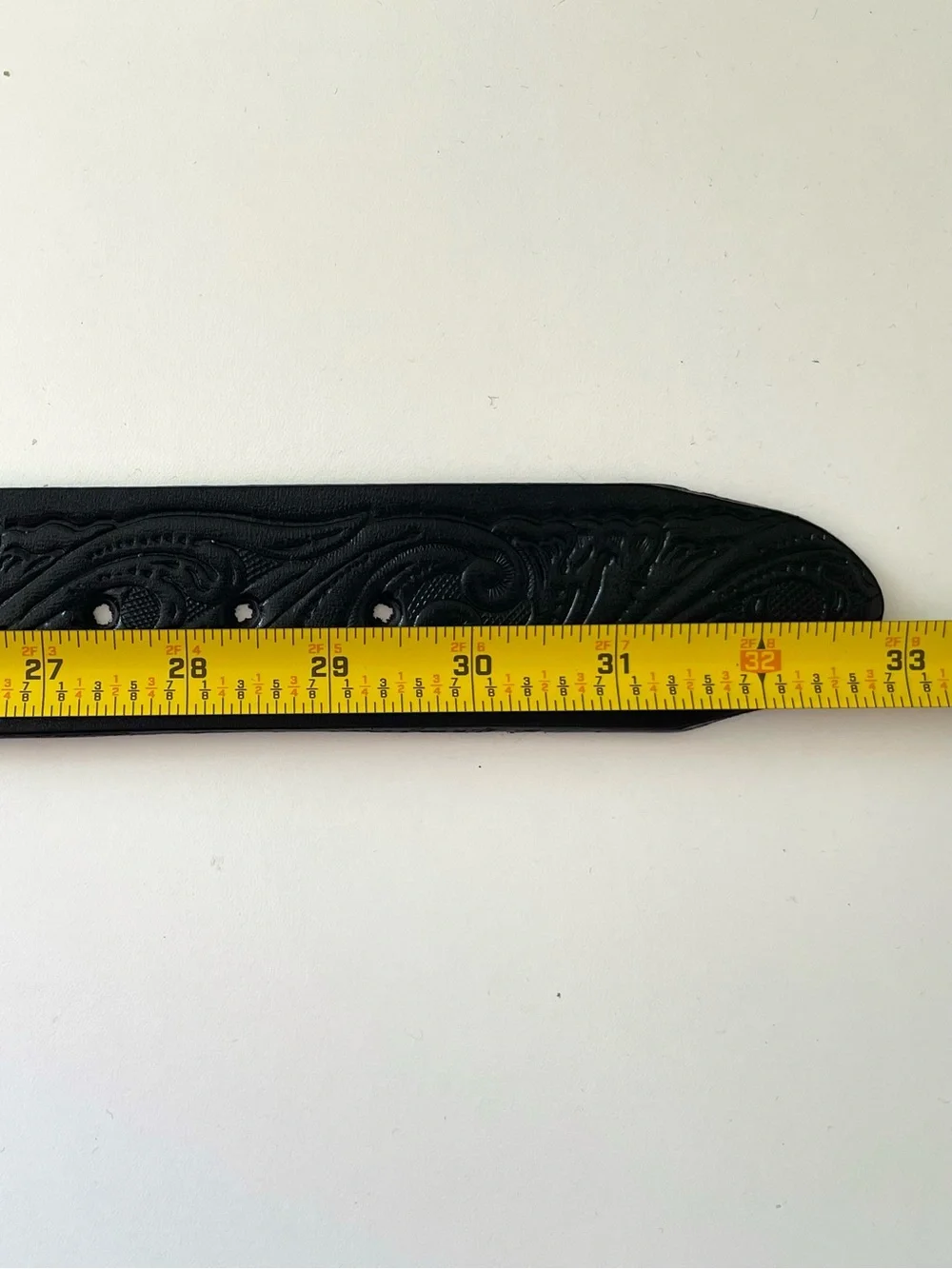 NWT Brushy Creek Leather Belt - Black Tooled Western Floral USA Made - Size 28
